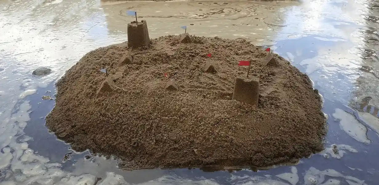 Sand island with castles